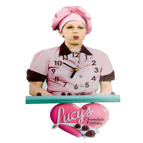 New I Love Lucy Swinging Pendulum Wall Clock NIB Home Decor Chocolate Factory - Picture 1 of 4